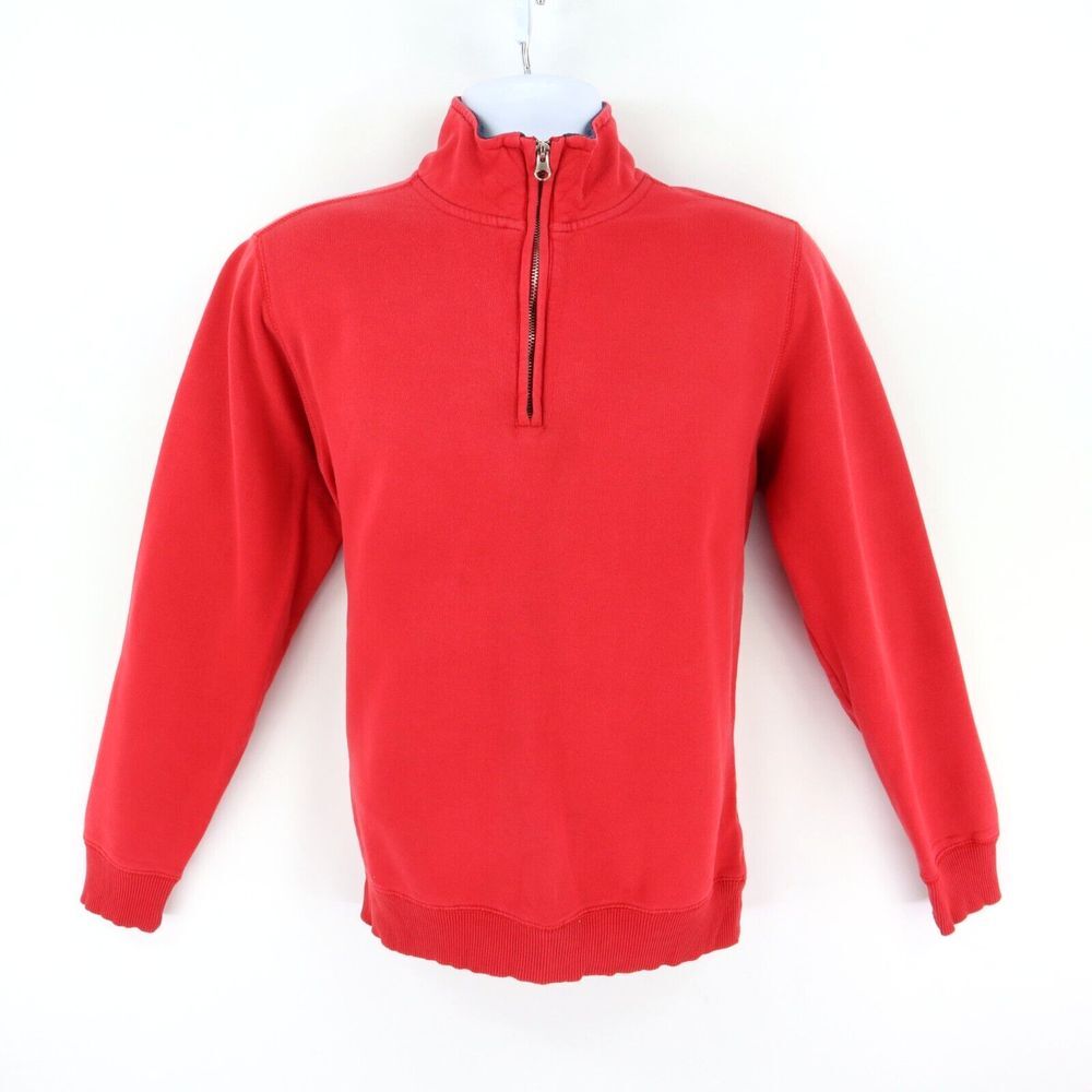 St. John's Bay 1/4 Zip Pullover Jacket Mens Size S Red Cotton Blend Long Sleeve